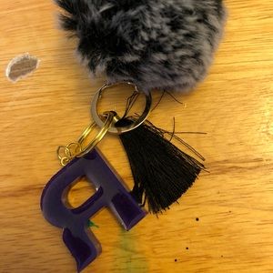 Key chain with puff ball